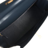 Vintage Hermes Kelly Sellier 32 Bleu Indigo Box Gold Hardware