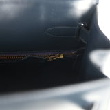 Vintage Hermes Kelly Sellier 32 Bleu Indigo Box Gold Hardware