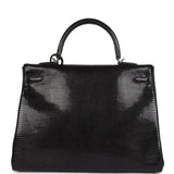 Hermes Kelly Retourne 35 Black Varanus Niloticus Lizard Palladium Hardware