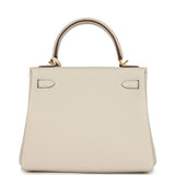 Hermes Special Order (HSS) Kelly Retourne 25 Craie Verso Togo Brushed Gold Hardware