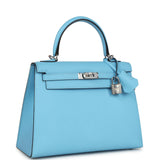 Hermes Kelly Sellier 25 Celeste Epsom Palladium Hardware