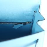 Hermes Kelly Sellier 25 Celeste Epsom Palladium Hardware