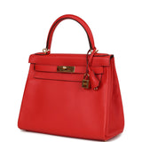 Pre-owned Hermes Kelly Retourne 28 Rouge Tomate Evercolor Gold Hardware