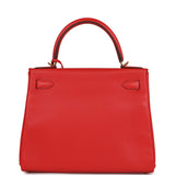 Pre-owned Hermes Kelly Retourne 28 Rouge Tomate Evercolor Gold Hardware