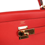 Pre-owned Hermes Kelly Retourne 28 Rouge Tomate Evercolor Gold Hardware