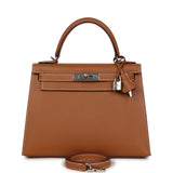 Pre-owned Hermes Kelly Sellier 28 Gold Epsom Palladium Hardware