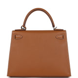 Pre-owned Hermes Kelly Sellier 28 Gold Epsom Palladium Hardware