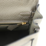 Pre-owned Hermes Kelly Retourne 25 Vert De Gris Togo Gold Hardware