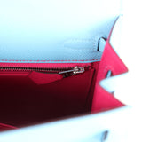 Hermes Special Order (HSS) Kelly Sellier 25 Bleu Celeste Verso Epsom Palladium Hardware