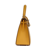 Pre-owned Hermes Kelly Sellier 25 Jaune Ambre Epsom Palladium Hardware