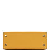 Pre-owned Hermes Kelly Sellier 25 Jaune Ambre Epsom Palladium Hardware