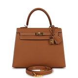 Pre-owned Hermes Kelly Sellier 25 Gold Epsom Gold Hardware