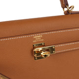 Pre-owned Hermes Kelly Sellier 25 Gold Epsom Gold Hardware