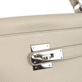 Pre-owned Hermes Kelly Retourne 28 Beton Clemence Palladium Hardware