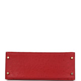 Pre-owned Hermes Kelly Sellier 28 Rouge Vif Ostrich Gold Hardware