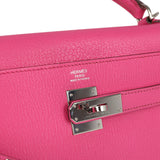 Pre-owned Hermes Kelly Retourne 32 Rose Tyrien Chevre Palladium Hardware