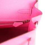 Pre-owned Hermes Kelly Retourne 32 Rose Tyrien Chevre Palladium Hardware