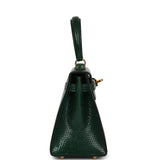 Vintage Hermes Kelly Sellier 20 Vert Fonce Varanus Salvator Lizard Gold Hardware
