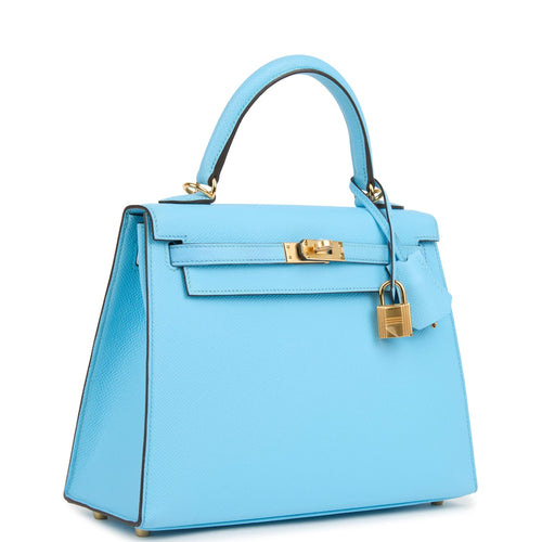 Hermes Kelly Sellier 25 Celeste Epsom Gold Hardware