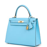 Hermes Kelly Sellier 25 Celeste Epsom Gold Hardware