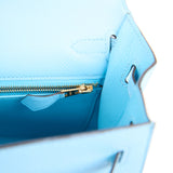 Hermes Kelly Sellier 25 Celeste Epsom Gold Hardware
