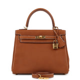 Hermes Kelly Retourne 25 Fauve Barenia Faubourg Gold Hardware