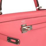 Hermes Kelly Retourne 25 Rose Azalee Swift Palladium Hardware