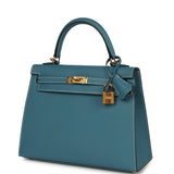 Hermes Kelly Sellier 25 Blue Jean Epsom Gold Hardware