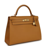 Pre-owned Hermes Kelly Sellier 32 Sesame Epsom Gold Hardware