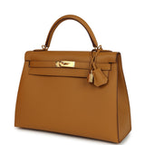 Pre-owned Hermes Kelly Sellier 32 Sesame Epsom Gold Hardware