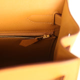 Pre-owned Hermes Kelly Sellier 32 Sesame Epsom Gold Hardware