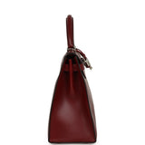 Vintage Hermes Kelly Sellier 28 Rouge H Box Palladium Hardware