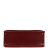 Vintage Hermes Kelly Sellier 28 Rouge H Box Palladium Hardware