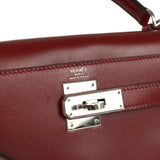Vintage Hermes Kelly Sellier 28 Rouge H Box Palladium Hardware