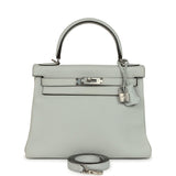 Hermes Kelly Retourne 28 Bleu Pale Clemence Palladium Hardware