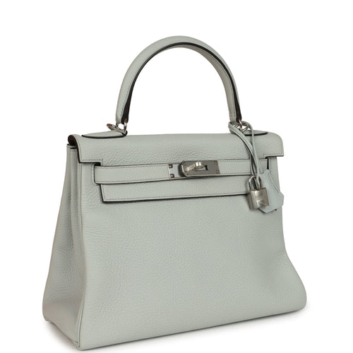 Hermes Kelly Retourne 28 Bleu Pale Clemence Palladium Hardware