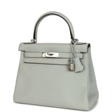 Hermes Kelly Retourne 28 Bleu Pale Clemence Palladium Hardware