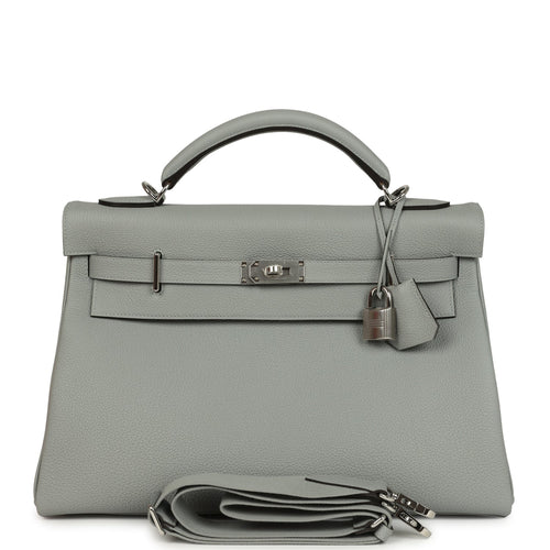 Hermes Kelly 42 Maxi Bleu Glacier Togo Palladium Hardware