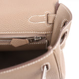 Pre-owned Hermes Kelly Retourne 25 Etoupe Togo Palladium Hardware