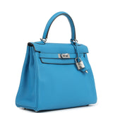 Hermes Kelly Retourne 25 Bleu Zanzibar Togo Palladium Hardware