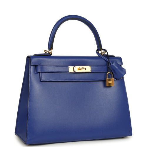 Hermes Kelly Sellier 28 Bleu Electric Tadelakt Gold Hardware