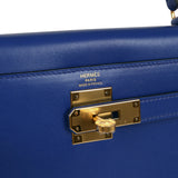 Hermes Kelly Sellier 28 Bleu Electric Tadelakt Gold Hardware