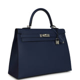 Hermes Kelly Sellier 35 Bleu Saphir Epsom Palladium Hardware