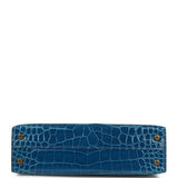 Hermes Kelly Sellier 20 Bleu Mykonos Shiny Alligator Gold Hardware