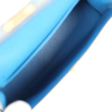 Hermes Kelly Sellier 20 Bleu Mykonos Shiny Alligator Gold Hardware