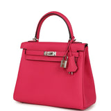 Hermes Kelly Retourne 25 Rose Mexico Togo Palladium Hardware