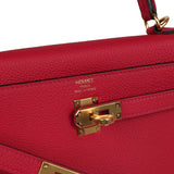 Hermes Kelly Retourne 25 Framboise Togo Gold Hardware