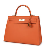 Pre-owned Hermes Kelly Sellier 35 Mango Epsom Gold Hardware