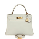 Pre-owned Hermes Kelly Retourne 28 Gris Pale Togo Gold Hardware
