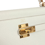 Pre-owned Hermes Kelly Retourne 28 Gris Pale Togo Gold Hardware